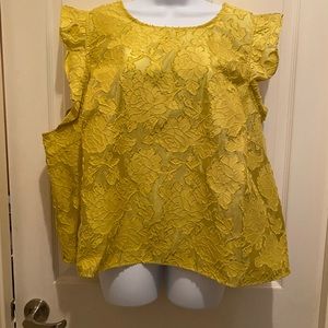 Mustard Boho blouse with ruffle sleeves